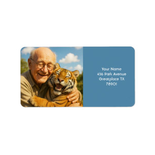 Fantasy Cute Tiger Old Man Label