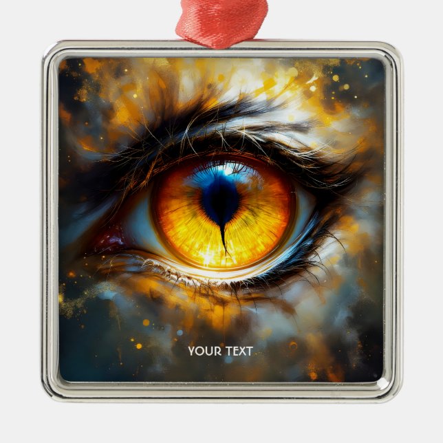 Fantasy Cute Tiger Orange Eye Metal Tree Decoration (Front)