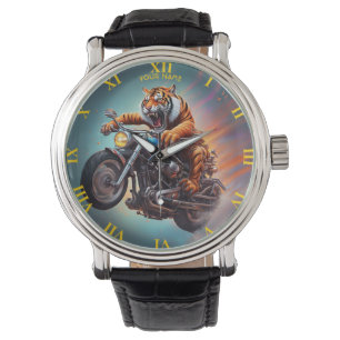 Fantasy Cute Tiger Riding Bike Watch