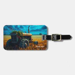 Fantasy Cute Tractor Moon Field Luggage Tag