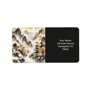 Fantasy Cute Traditional Japanese Landscape Label