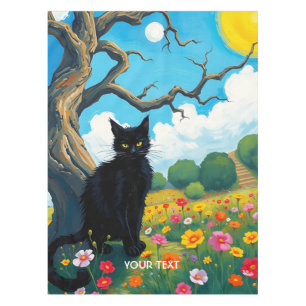 Fantasy Cute Tree Cat Flowers Tablecloth