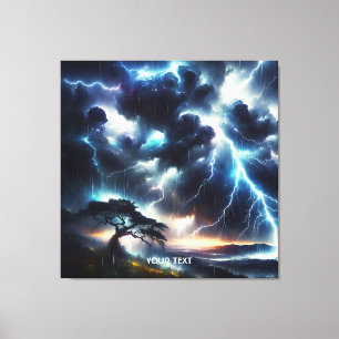 Fantasy Cute Tree Rain Lighting Canvas Print