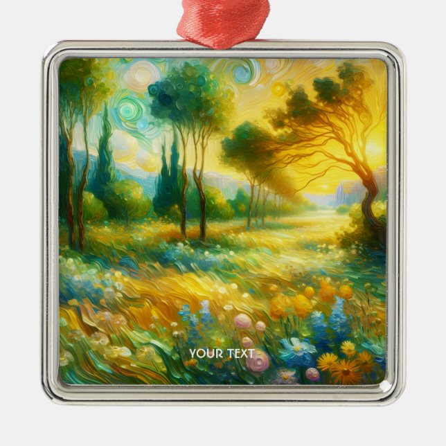 Fantasy Cute Trees Abstract Landscape Metal Tree Decoration (Front)
