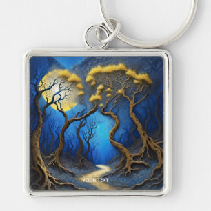 Fantasy Cute Trees Night Moon Key Ring