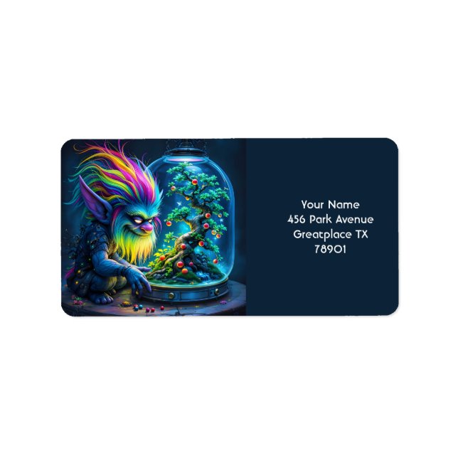 Fantasy Cute Troll Bonsai Tree Label (Front)