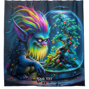 Fantasy Cute Troll Bonsai Tree Shower Curtain