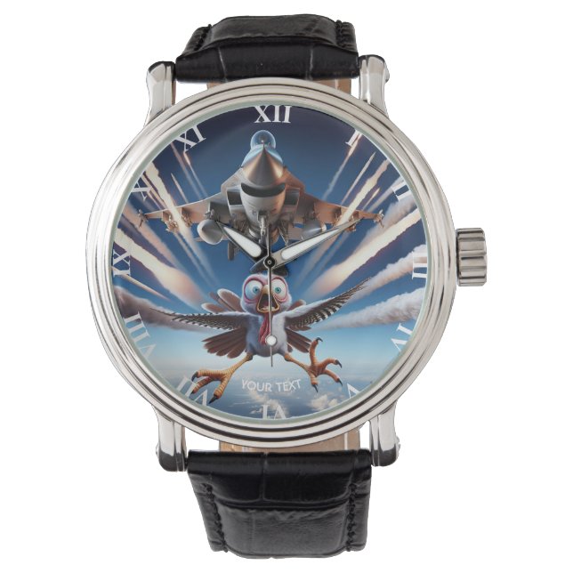 Fantasy Cute Turkey Fighter Plane Watch (Front)