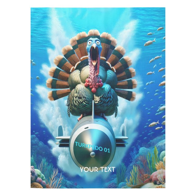Fantasy Cute Turkey Torpedo Sea Tablecloth (Front)