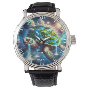 Fantasy Cute Turtle Space Earth Watch