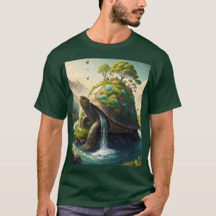 Fantasy Cute Turtle Waterfall Forest T-Shirt