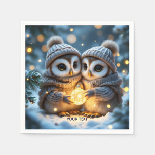 Fantasy Cute Two Baby Owls Napkin