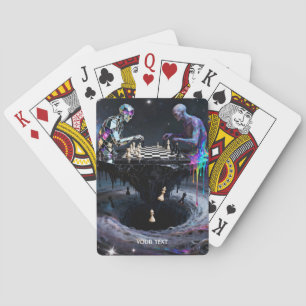 Fantasy Cute Two Chess Players Playing Cards