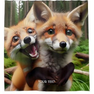 Fantasy Cute Two Foxes Forest  Shower Curtain
