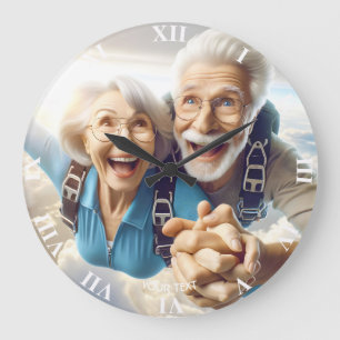 Fantasy Cute  Two People Skydiving Large Clock