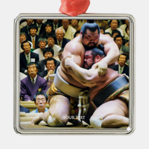 Fantasy Cute Two Sumo Wrestlers Metal Tree Decoration