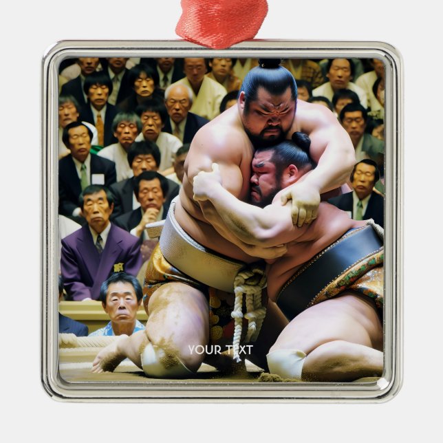 Fantasy Cute Two Sumo Wrestlers Metal Tree Decoration (Front)
