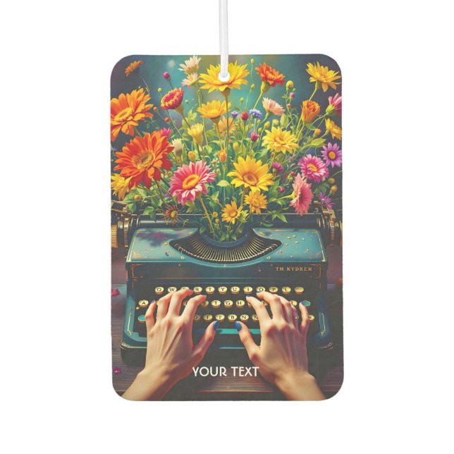 Fantasy Cute  Typewriter Flowers Hands Car Air Freshener (Front)