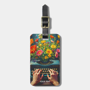 Fantasy Cute Typewriter Flowers Hands Luggage Tag