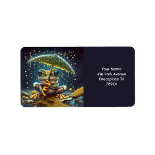 Fantasy Cute Umbrella Frog Rain Label