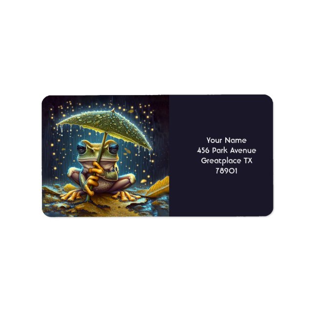 Fantasy Cute Umbrella Frog Rain Label (Front)