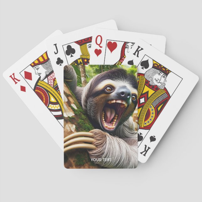 Fantasy Cute Very Angry Sloth Playing Cards (Back)