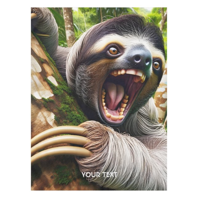 Fantasy Cute Very Angry Sloth Tablecloth (Front)