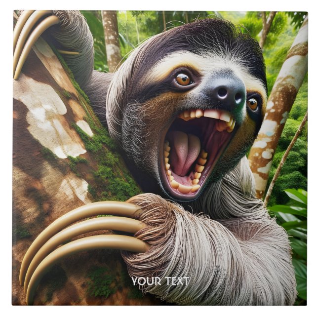 Fantasy Cute Very Angry Sloth Tile (Front)