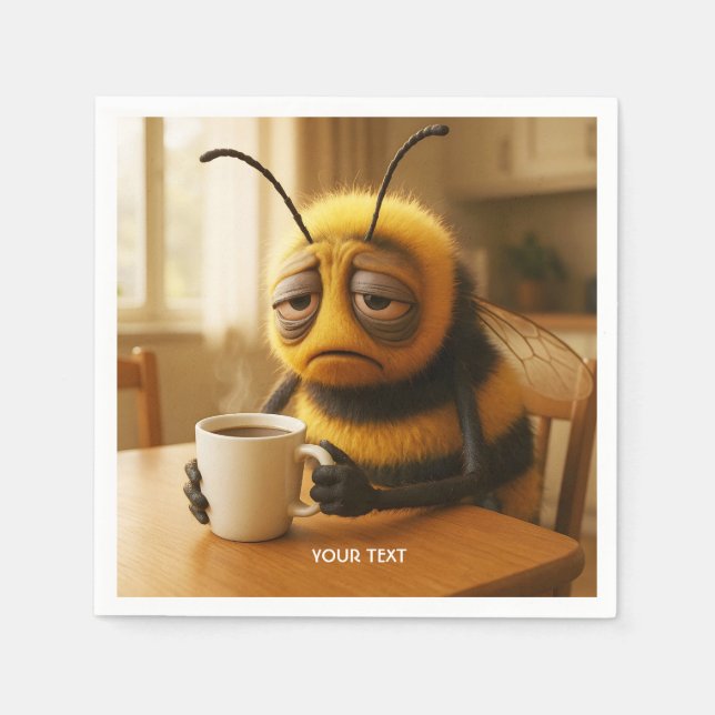 Fantasy Cute Very Tired Bee Napkin (Front)