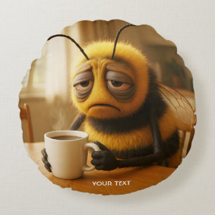 Fantasy Cute Very Tired Bee Round Cushion