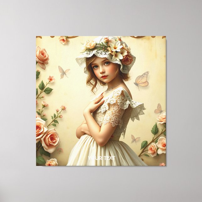 Fantasy Cute Victorian Girl Flowers Canvas Print (Front)