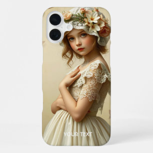 Fantasy Cute Victorian Girl Flowers iPhone 16 Plus Case