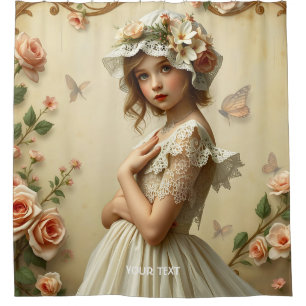 Fantasy Cute Victorian Girl Flowers Shower Curtain