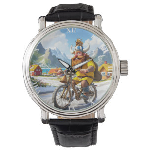 Fantasy Cute Viking Village Bike Watch