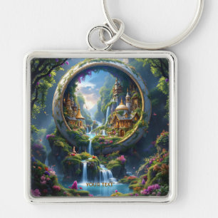 Fantasy Cute Village Tiny City . Perfect As A Bir Key Ring