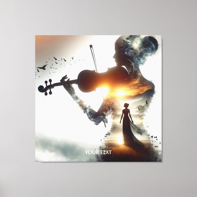 Fantasy Cute Violin Girl Sun Canvas Print (Front)