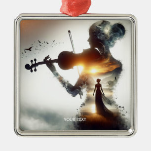 Fantasy Cute Violin Girl Sun Metal Tree Decoration