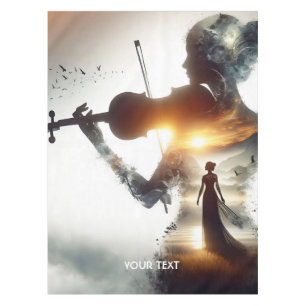 Fantasy Cute Violin Girl Sun Tablecloth
