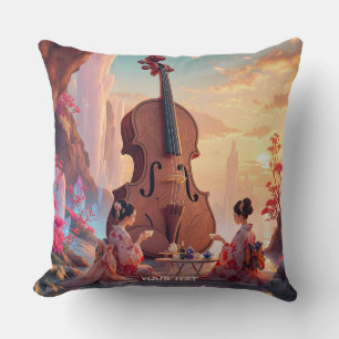 Fantasy Cute Violin Girls Tea Cushion