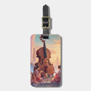 Fantasy Cute Violin Girls Tea Luggage Tag