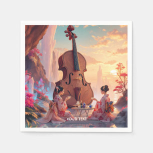 Fantasy Cute Violin Girls Tea Napkin