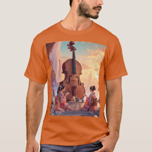 Fantasy Cute Violin Girls Tea T-Shirt