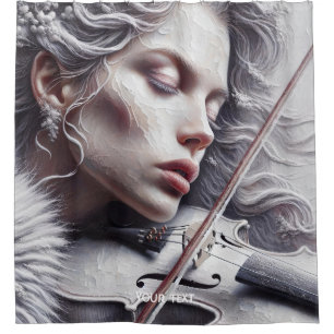 Fantasy Cute Violin Music Girl Shower Curtain