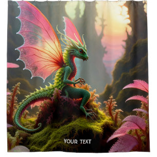 Fantasy Cute Vivid Baby Filigree Dragon Shower Curtain