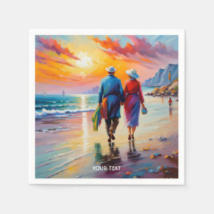 Fantasy Cute Vivid Beach Sunset Love Napkin