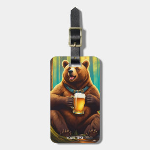 Fantasy Cute Vivid Bear Beer Forest Luggage Tag