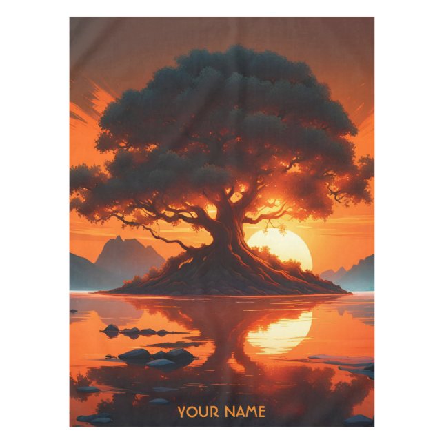 Fantasy Cute Vivid Big Beautiful Tree Tablecloth (Front)