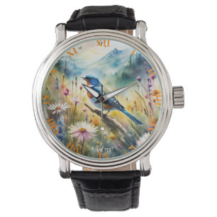 Fantasy Cute Vivid Bird Watercolor Landscape Watch