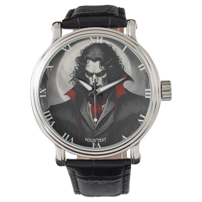 Fantasy Cute Vivid Black White Gothic Watch (Front)