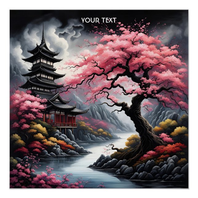 Fantasy Cute Vivid Blossom Dark Landscape Poster (Front)
